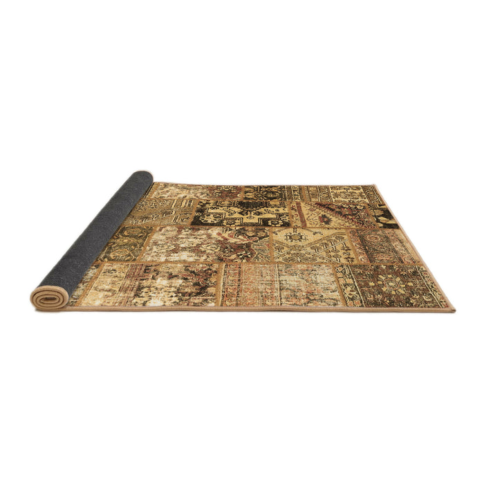 Sideview of Patchwork Brown Transitional Rug, con2977brn