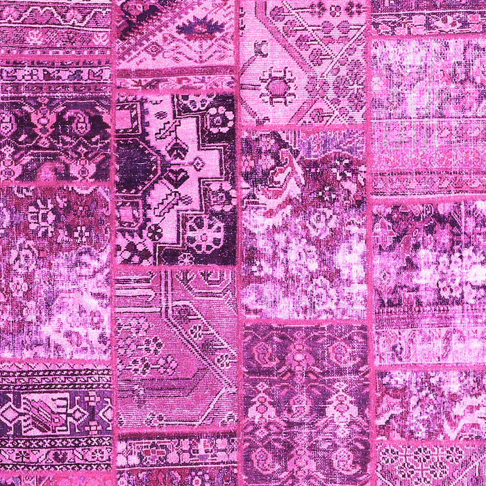 Machine Washable Patchwork Pink Transitional Rug, wshcon2977pnk