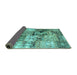 Sideview of Patchwork Turquoise Transitional Rug, con2977turq