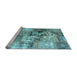 Sideview of Machine Washable Patchwork Light Blue Transitional Rug, wshcon2977lblu