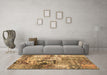 Machine Washable Patchwork Brown Transitional Rug in a Living Room,, wshcon2977brn