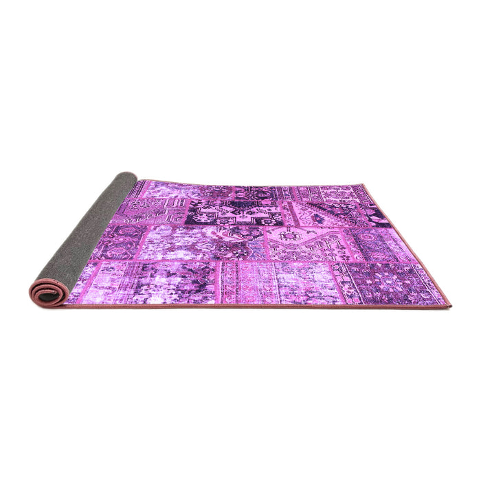 Sideview of Patchwork Purple Transitional Rug, con2977pur