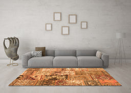 Machine Washable Patchwork Orange Transitional Area Rugs in a Living Room, wshcon2977org