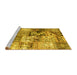 Sideview of Machine Washable Patchwork Yellow Transitional Rug, wshcon2977yw