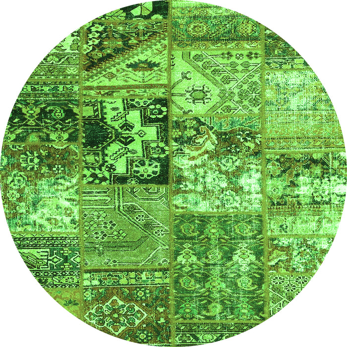 Machine Washable Patchwork Green Transitional Area Rugs, wshcon2977grn