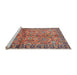 Serging Thickness of Machine Washable Contemporary Brown Red Rug, wshcon2978