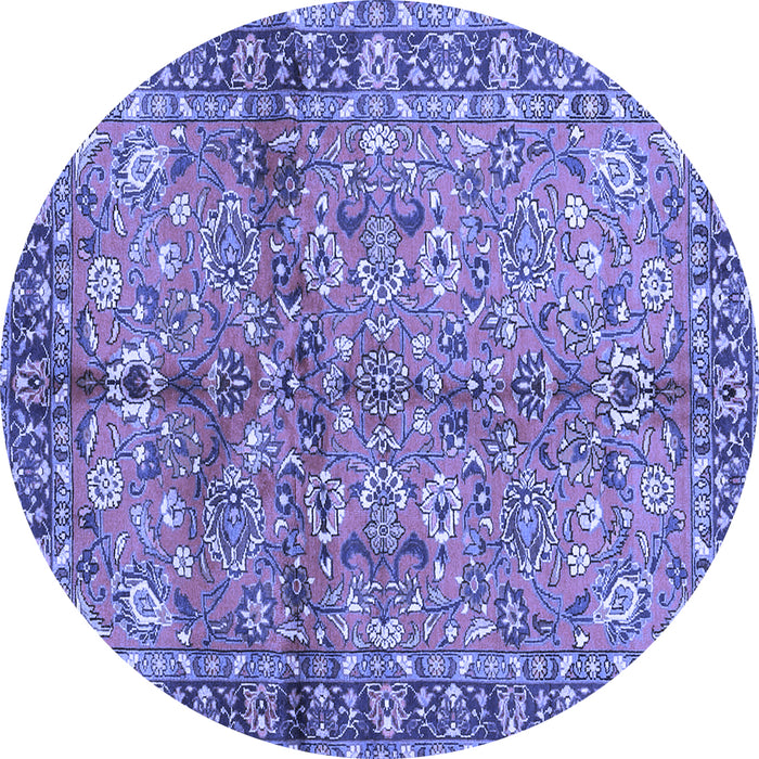 Round Machine Washable Abstract Blue Contemporary Rug, wshcon2978blu
