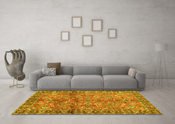 Machine Washable Abstract Yellow Contemporary Rug in a Living Room, wshcon2978yw
