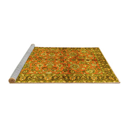 Sideview of Machine Washable Abstract Yellow Contemporary Rug, wshcon2978yw