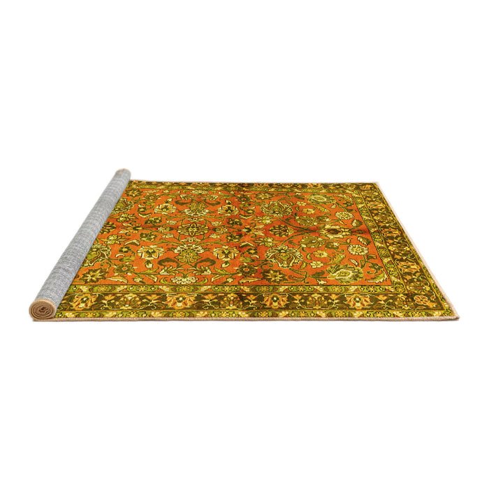 Sideview of Machine Washable Abstract Yellow Contemporary Rug, wshcon2978yw
