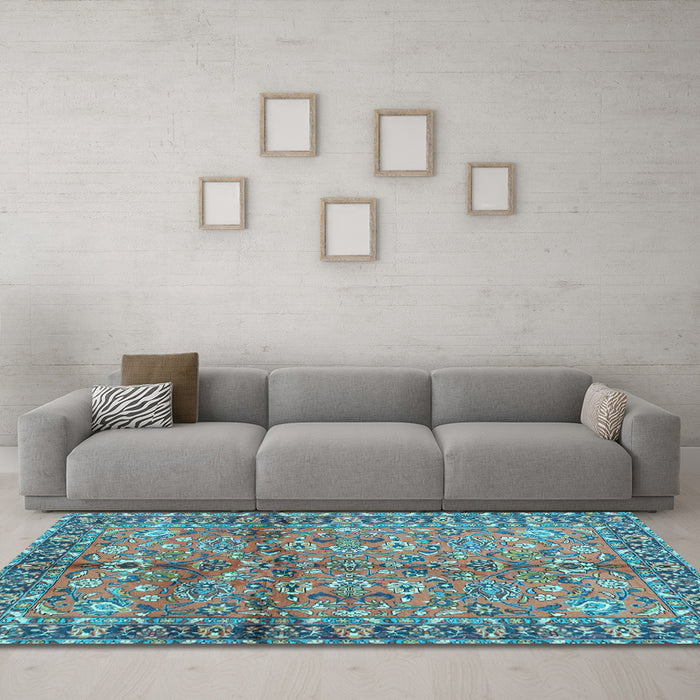 Machine Washable Abstract Light Blue Contemporary Rug in a Living Room, wshcon2978lblu