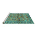 Sideview of Machine Washable Abstract Turquoise Contemporary Area Rugs, wshcon2978turq