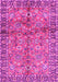 Machine Washable Abstract Pink Contemporary Rug, wshcon2978pnk