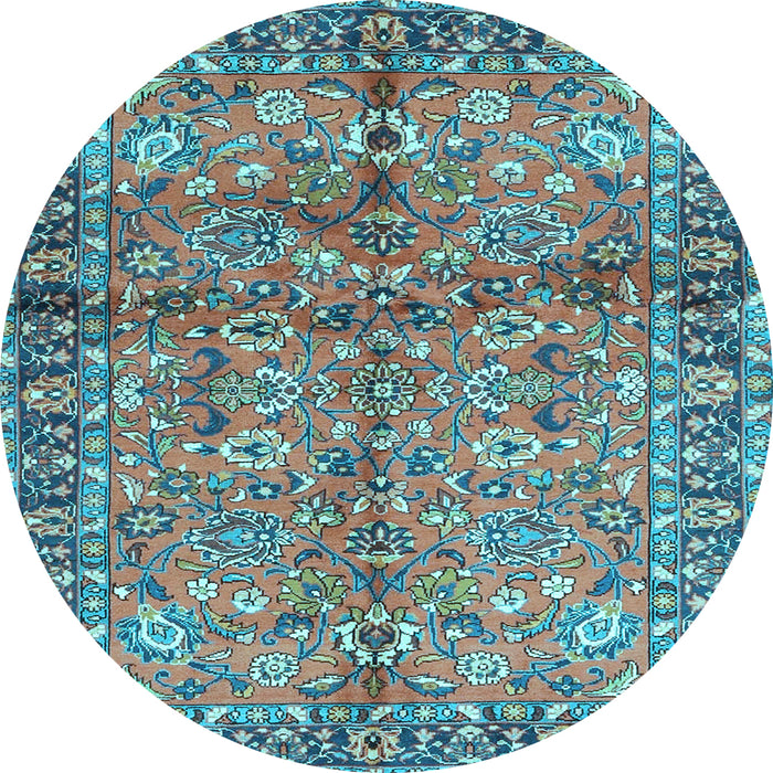 Round Machine Washable Abstract Light Blue Contemporary Rug, wshcon2978lblu