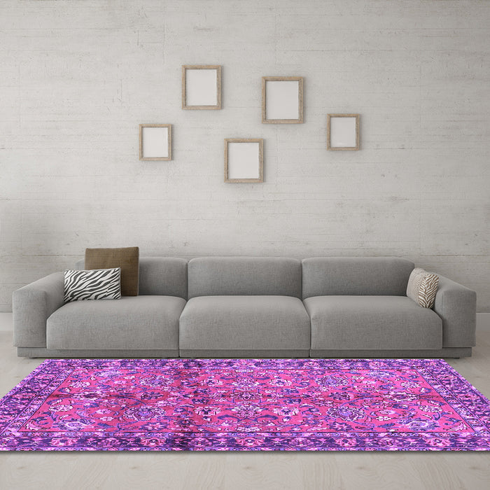 Machine Washable Abstract Purple Contemporary Area Rugs in a Living Room, wshcon2978pur