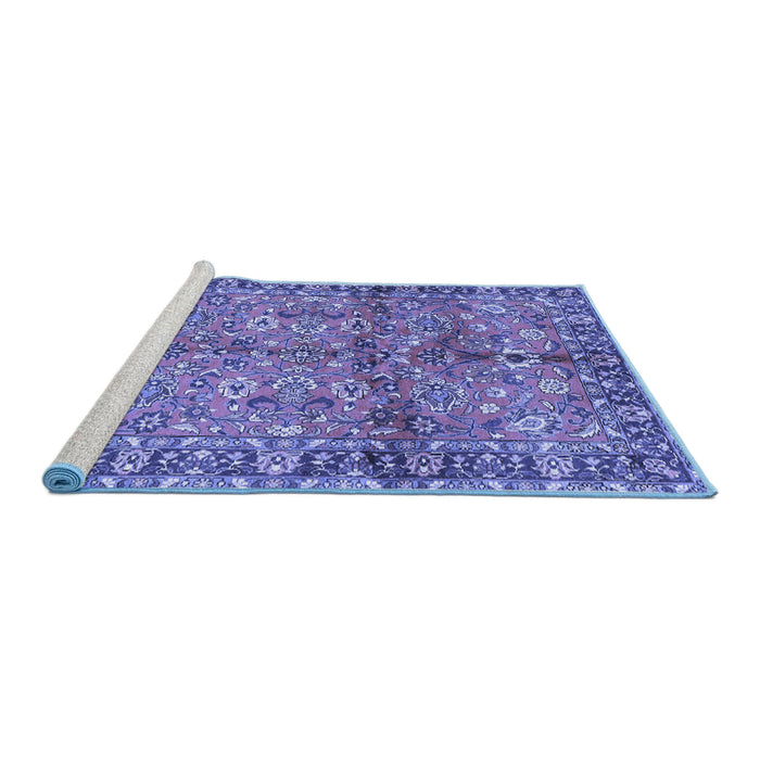Sideview of Machine Washable Abstract Blue Contemporary Rug, wshcon2978blu