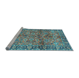 Sideview of Machine Washable Abstract Light Blue Contemporary Rug, wshcon2978lblu