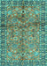 Machine Washable Abstract Turquoise Contemporary Area Rugs, wshcon2978turq