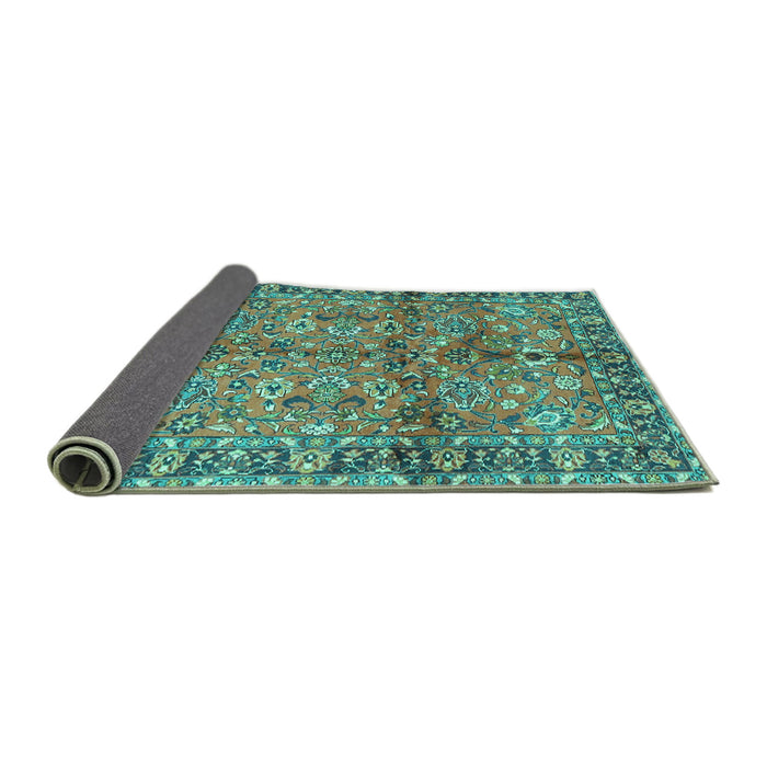 Sideview of Abstract Turquoise Contemporary Rug, con2978turq