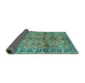 Sideview of Abstract Turquoise Contemporary Rug, con2978turq