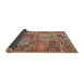 Thickness of Contemporary Dark Sienna Brown Patchwork Rug, con2979