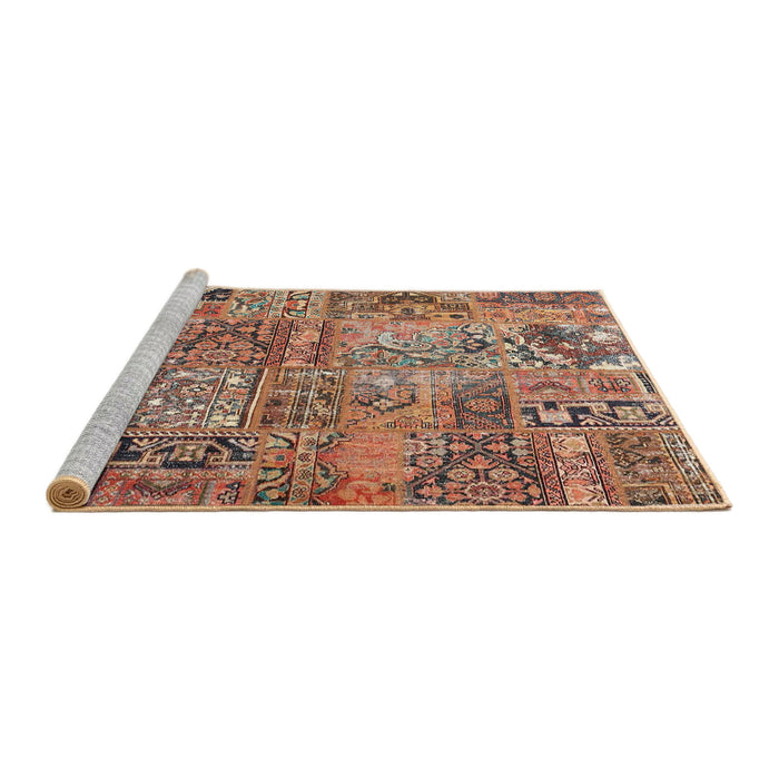 Serging Thickness of Machine Washable Contemporary Dark Sienna Brown Rug, wshcon2979