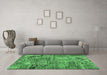 Machine Washable Patchwork Emerald Green Transitional Area Rugs in a Living Room,, wshcon2979emgrn