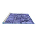 Sideview of Machine Washable Patchwork Blue Transitional Rug, wshcon2979blu