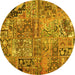 Round Patchwork Yellow Transitional Rug, con2979yw