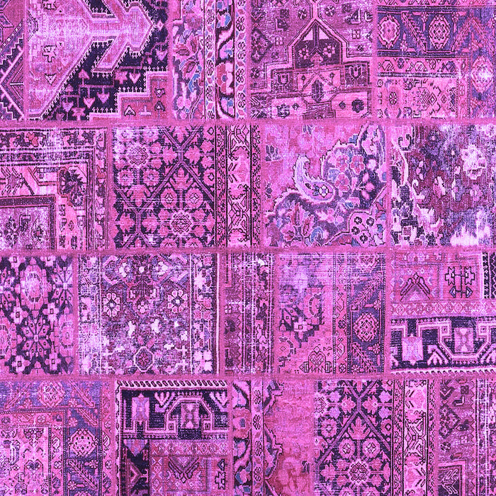 Square Machine Washable Patchwork Purple Transitional Area Rugs, wshcon2979pur