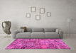 Machine Washable Patchwork Pink Transitional Rug in a Living Room, wshcon2979pnk