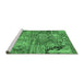 Sideview of Machine Washable Patchwork Emerald Green Transitional Area Rugs, wshcon2979emgrn