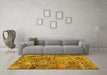 Machine Washable Patchwork Yellow Transitional Rug in a Living Room, wshcon2979yw