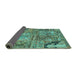 Sideview of Patchwork Turquoise Transitional Rug, con2979turq