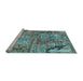 Sideview of Machine Washable Patchwork Light Blue Transitional Rug, wshcon2979lblu