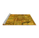 Sideview of Machine Washable Patchwork Yellow Transitional Rug, wshcon2979yw