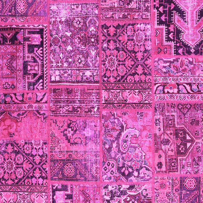 Machine Washable Patchwork Pink Transitional Rug, wshcon2979pnk