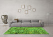 Machine Washable Patchwork Green Transitional Area Rugs in a Living Room,, wshcon2979grn