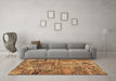 Machine Washable Patchwork Brown Transitional Rug in a Living Room,, wshcon2979brn