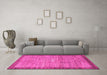 Machine Washable Abstract Pink Contemporary Rug in a Living Room, wshcon297pnk