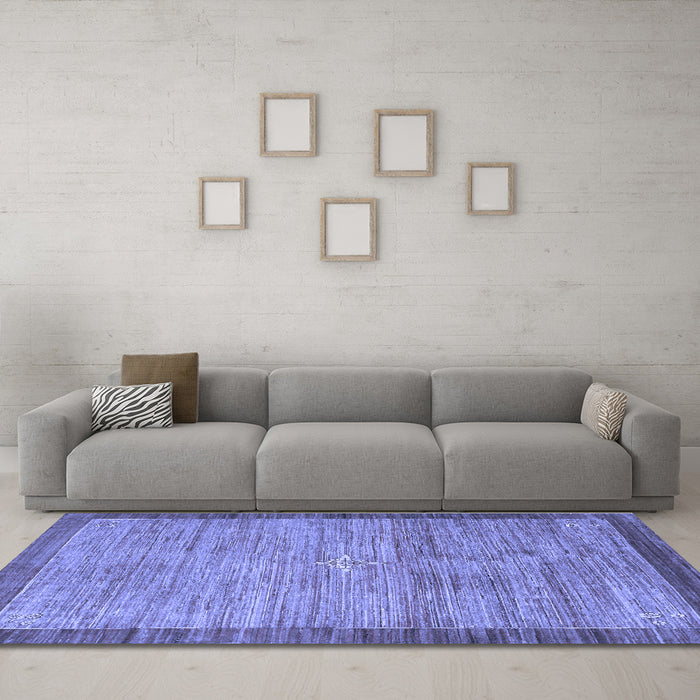 Machine Washable Abstract Blue Contemporary Rug in a Living Room, wshcon297blu