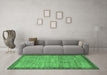 Machine Washable Abstract Emerald Green Contemporary Area Rugs in a Living Room,, wshcon297emgrn