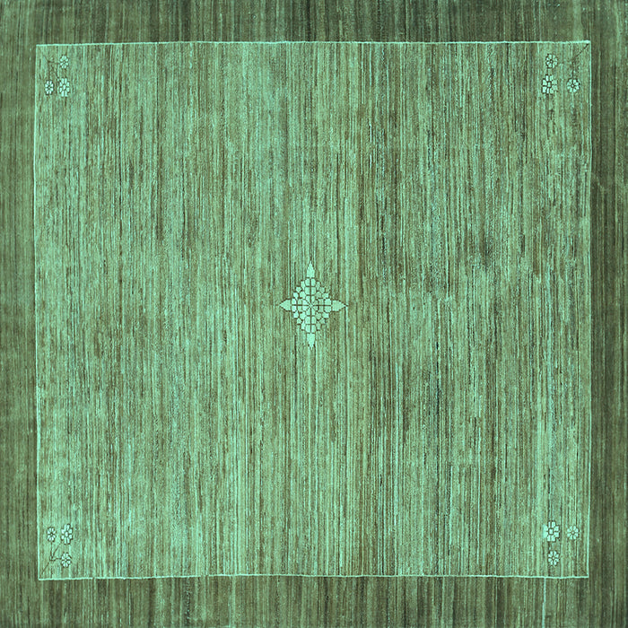 Square Abstract Turquoise Contemporary Rug, con297turq