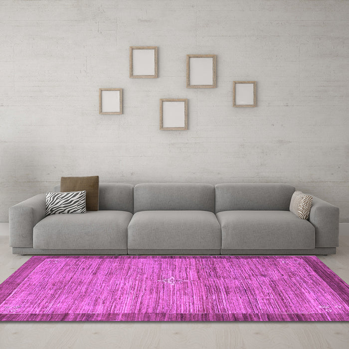 Machine Washable Abstract Purple Contemporary Area Rugs in a Living Room, wshcon297pur