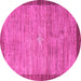 Round Machine Washable Abstract Pink Contemporary Rug, wshcon297pnk