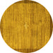 Round Abstract Yellow Contemporary Rug, con297yw