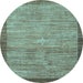 Round Abstract Light Blue Contemporary Rug, con297lblu