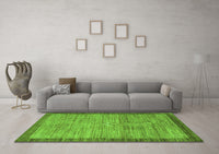 Machine Washable Abstract Green Contemporary Rug, wshcon297grn