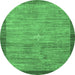 Round Abstract Emerald Green Contemporary Rug, con297emgrn