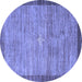 Round Abstract Blue Contemporary Rug, con297blu